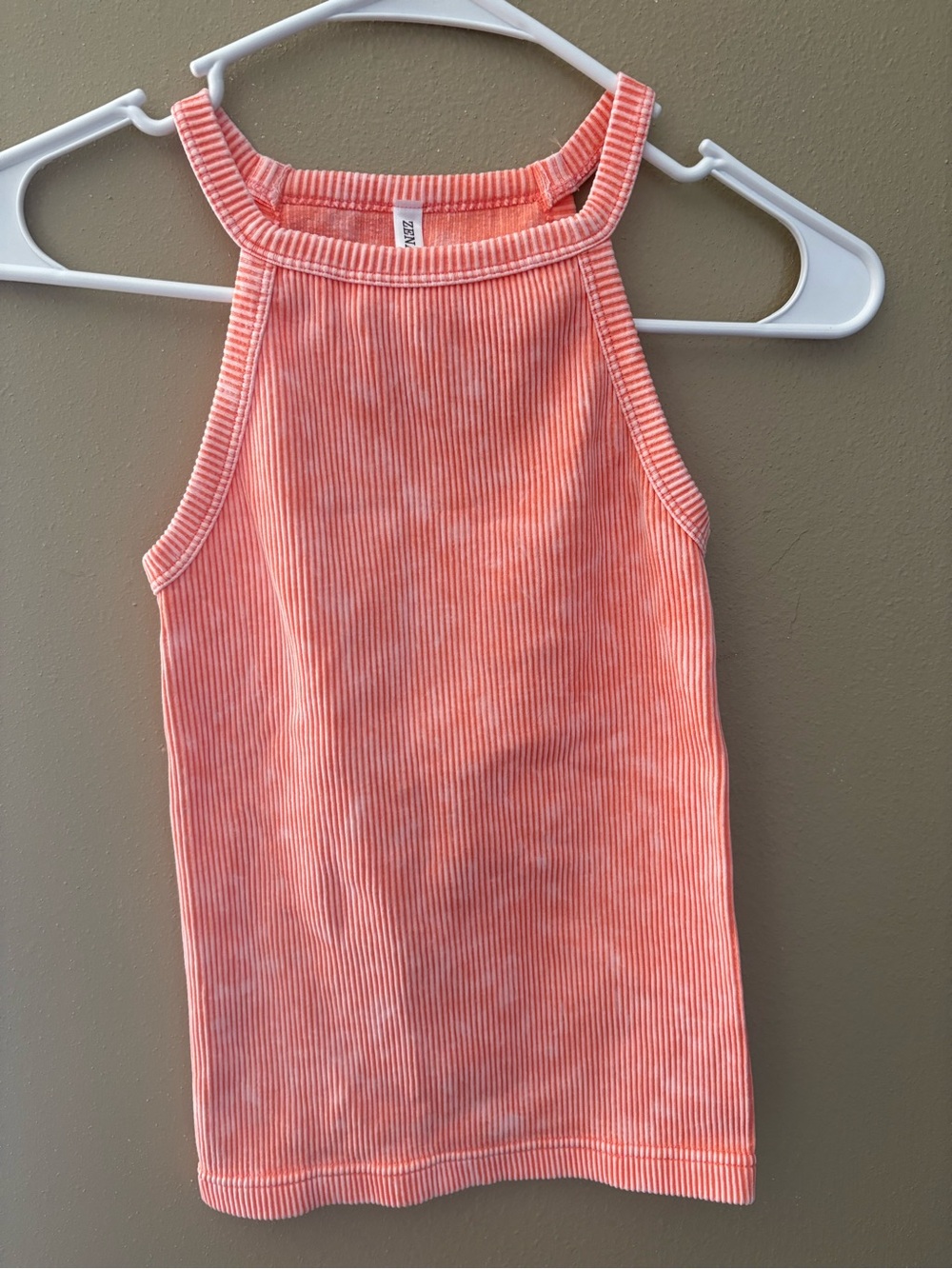 Zenana Outfitters Coral Peach Ribbed Halter Tank